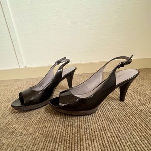 Nine West peep-toe black heels.  Size 8